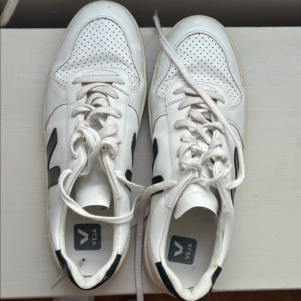 Veja White Sneakers with Black Details